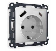 Розетка с заземлением и 2хUSB type A и C, без рамки Ambrella Volt Quant MA410010