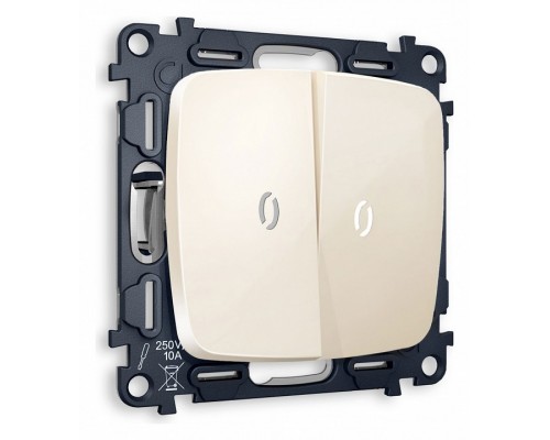 Выключатель проходной двухклавишный с подсветкой без рамки Ambrella Volt Quant MO304035