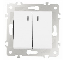 Выключатель двухклавишный с подсветкой без рамки Arte Milano 203 203.31-2.white
