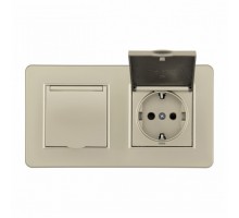 Розетка с заземлением и шторкой, с крышкой Arte Milano SET16-2 SET16-2-41-1x2 shampan