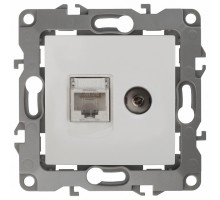 ТВ-розетка и розетка Ethernet RJ-45 без рамки Эра Эра 12 12-3110-01