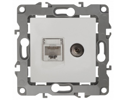 ТВ-розетка и розетка Ethernet RJ-45 без рамки Эра Эра 12 12-3110-01
