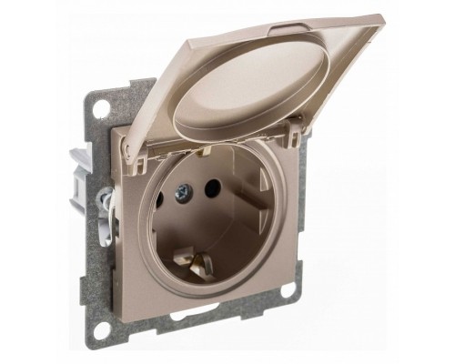 Розетка с заземлением и со шторкой, без рамки с крышкой Gusi Electric BRAVO С10Р91-027