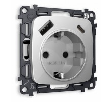 Розетка с заземлением и 2хUSB type A и C, без рамки Ambrella Volt Quant MO410010