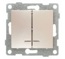 Выключатель двухклавишный с подсветкой без рамки Gusi Electric BRAVO С10В28-027