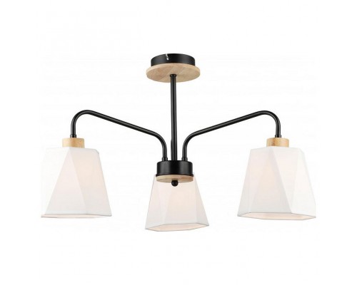Люстра на штанге Imex MD.5714 MD.5714-3-S-BK+WOOD Люстра на штанге Imex MD.5714 MD.5714-3-S-BK+WOOD