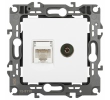 ТВ-розетка и розетка Ethernet RJ-45 без рамки Эра Эра 12 12-3110-01М