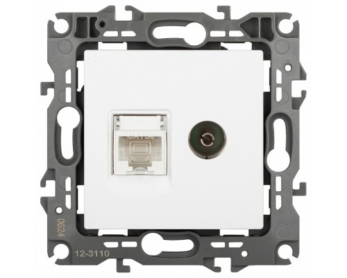 ТВ-розетка и розетка Ethernet RJ-45 без рамки Эра Эра 12 12-3110-01М