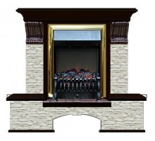 Комплект из электрокамина напольного и портала (122x40х108.5 см) Бостон К ГО Fobos BR БК000042