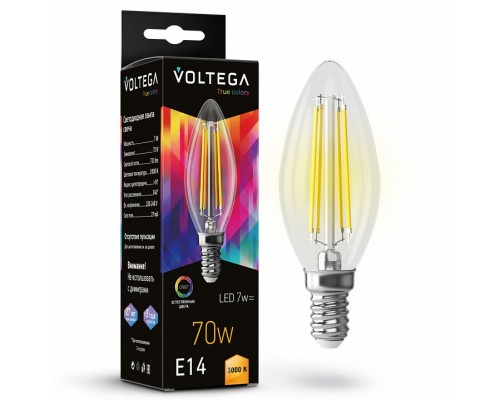 Лампа светодиодная Voltega Cangle E14 7W High CRI E14 6Вт 3000K 7216 Лампа светодиодная Voltega Cangle E14 7W High CRI E14 6Вт 3000K 7216
