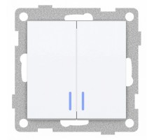 Выключатель двухклавишный с подсветкой без рамки Gusi Electric UGRA С11В28-001