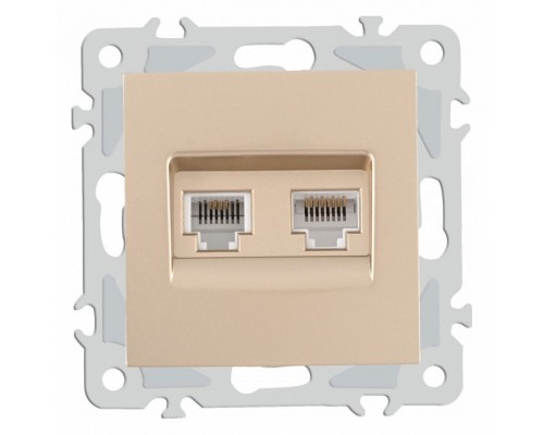 Розетка двойная RJ-11 и Ethernet RJ-45, без рамки Arte Milano am-206 206.44-1.shampan Розетка двойная RJ-11 и Ethernet RJ-45, без рамки Arte Milano am-206 206.44-1.shampan