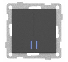 Выключатель двухклавишный с подсветкой без рамки Gusi Electric UGRA С11В28-010