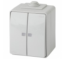 Выключатель двухклавишный с подсветкой Эра Эра Эксперт 11-1605-03