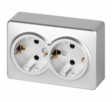 Розетка двойная с заземлением и со шторкой Эра Эра Эксперт 11-2205-03