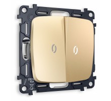 Выключатель двухклавишный с подсветкой без рамки Ambrella Volt Quant MO604015