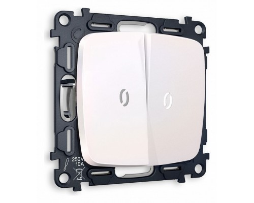 Выключатель проходной двухклавишный с подсветкой без рамки Ambrella Volt Quant MO204035