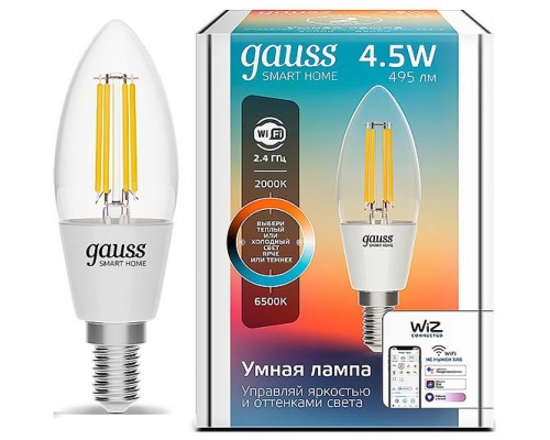 Лампа светодиодная Gauss Smart Home E14 4.5Вт 2000-6500K 1250112 Лампа светодиодная Gauss Smart Home E14 4.5Вт 2000-6500K 1250112