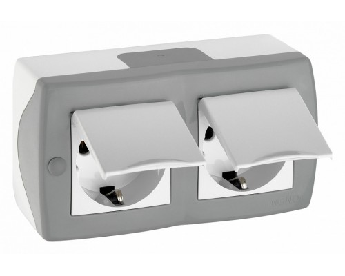 Блок с розетками влагозащищенными с заземлением и крышкой Mono Electric Octans IP20 104-020001-184 Блок с розетками влагозащищенными с заземлением и крышкой Mono Electric Octans IP20 104-020001-184