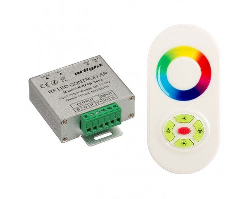 Контроллер-регулятор цвета RGB с пультом ДУ Arlight LN-RF5B LN-RF5B-Sens White (12-24V,180-360W) Контроллер-регулятор цвета RGB с пультом ДУ Arlight LN-RF5B LN-RF5B-Sens White (12-24V,180-360W)