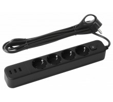 Удлинитель с выключателем Эра  USF-4es-1,5m-3xUSBA-B