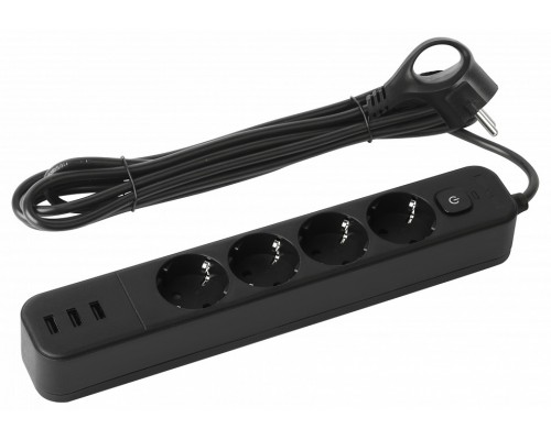 Удлинитель с выключателем Эра  USF-4es-1,5m-3xUSBA-B