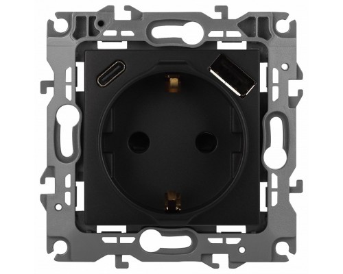 Розетка с заземлением и со шторкой и 2хUSB, без рамки Эра Эра 12 12-4108-05