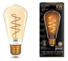 Лампа светодиодная Gauss LED Filament Flexible E27 6Вт 2400K 157802006