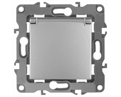 Розетка с заземлением и со шторкой, без рамки с крышкой Эра Эра 12 12-2103-03