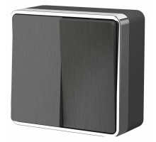 Выключатель двухклавишный Werkel Gallant (графит рифленый) W5020004