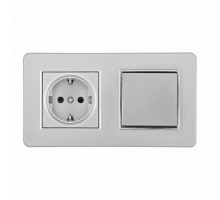 Блок с розеткой и выключателем Arte Milano SET16-2 SET16-2-40-1-30-1 silver