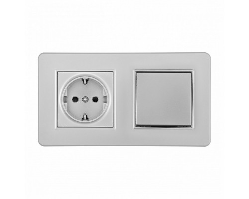 Блок с розеткой и выключателем Arte Milano SET16-2 SET16-2-40-1-30-1 silver