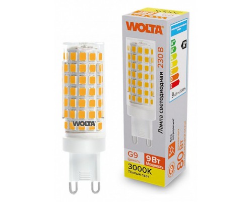 Лампа светодиодная Wolta  G9 9Вт 3000K WSTD-JCD-9W3KG9-C