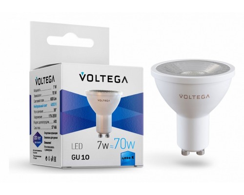 Лампа светодиодная Voltega Sofit GU10 Lens GU10 7Вт 4000K 7061 Лампа светодиодная Voltega Sofit GU10 Lens GU10 7Вт 4000K 7061