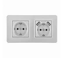 Розетка с заземлением и со шторкой и 2хUSB Arte Milano SET16-2 SET16-2-47-1-40-1 silver