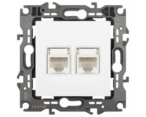 Розетка двойная Ethernet RJ-45 без рамки Эра Эра 12 12-3108-01М