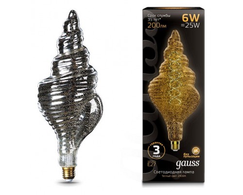 Лампа светодиодная Gauss Led Vintage Filament Flexible E27 6Вт 2400K 166802008 Лампа светодиодная Gauss Led Vintage Filament Flexible E27 6Вт 2400K 166802008