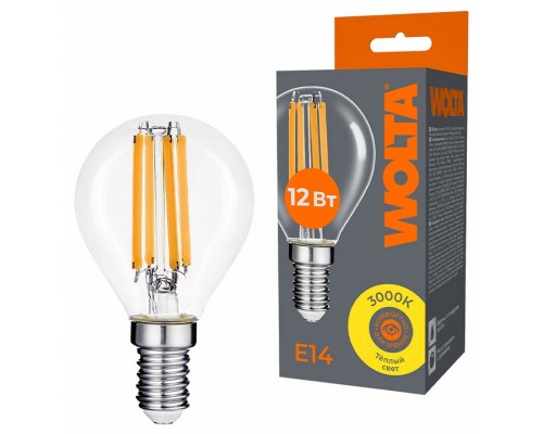 Лампа светодиодная Wolta  E14 12Вт 3000K WF-G45-12W3KE14