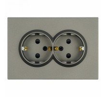 Розетка двойная с заземлением и со шторкой Stekker Эмили 49934