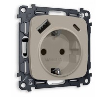 Розетка с заземлением и 2хUSB type A и C, без рамки Ambrella Volt Quant MO370010