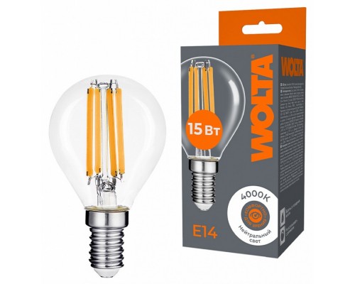 Лампа светодиодная Wolta  E14 15Вт 4000K WF-G45-15W4KE14