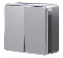 Выключатель двухклавишный Werkel Gallant (серебряный) W5020006