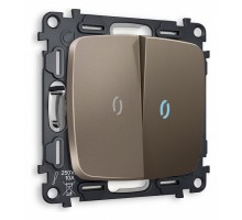 Выключатель двухклавишный с подсветкой без рамки Ambrella Volt Quant MO634020