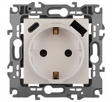 Розетка с заземлением и со шторкой и 2хUSB, без рамки Эра Эра 12 12-4108-15