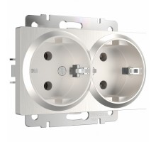 Розетка двойная с заземлением, без рамки Werkel перламутровый рифленый W1172013