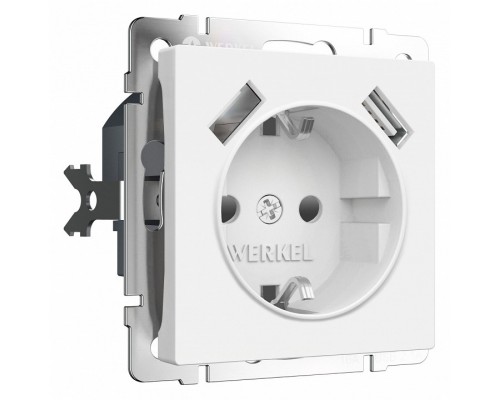 Розетка с заземлением и со шторками и 2хUSB, без рамки Werkel белый матовый W1171561 Розетка с заземлением и со шторками и 2хUSB, без рамки Werkel белый матовый W1171561