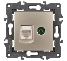 ТВ-розетка и розетка Ethernet RJ-45 без рамки Эра Эра Elegance 14-3110-04