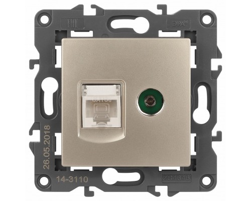 ТВ-розетка и розетка Ethernet RJ-45 без рамки Эра Эра Elegance 14-3110-04