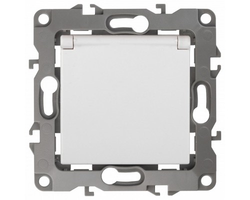 Розетка с заземлением и со шторкой, без рамки с крышкой Эра Эра 12 12-2003-01