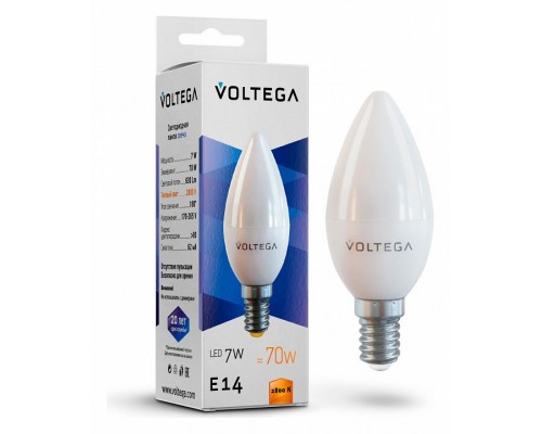 Лампа светодиодная Voltega Candle 7W E14 7Вт 2800K 7048 Лампа светодиодная Voltega Candle 7W E14 7Вт 2800K 7048